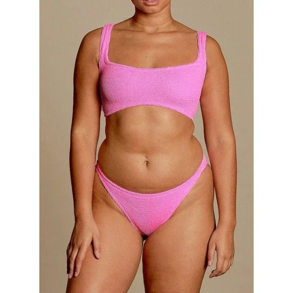 Hunza G Xandra Bikini Square Neck Two Piece Set Bubblegum Pink - Picture 5 of 5